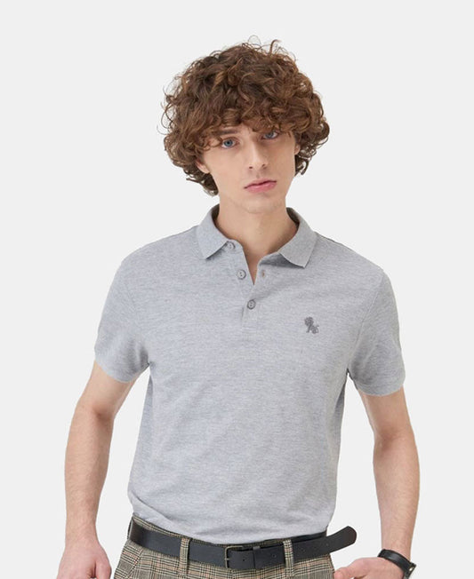 Grey solid polo t-shirt